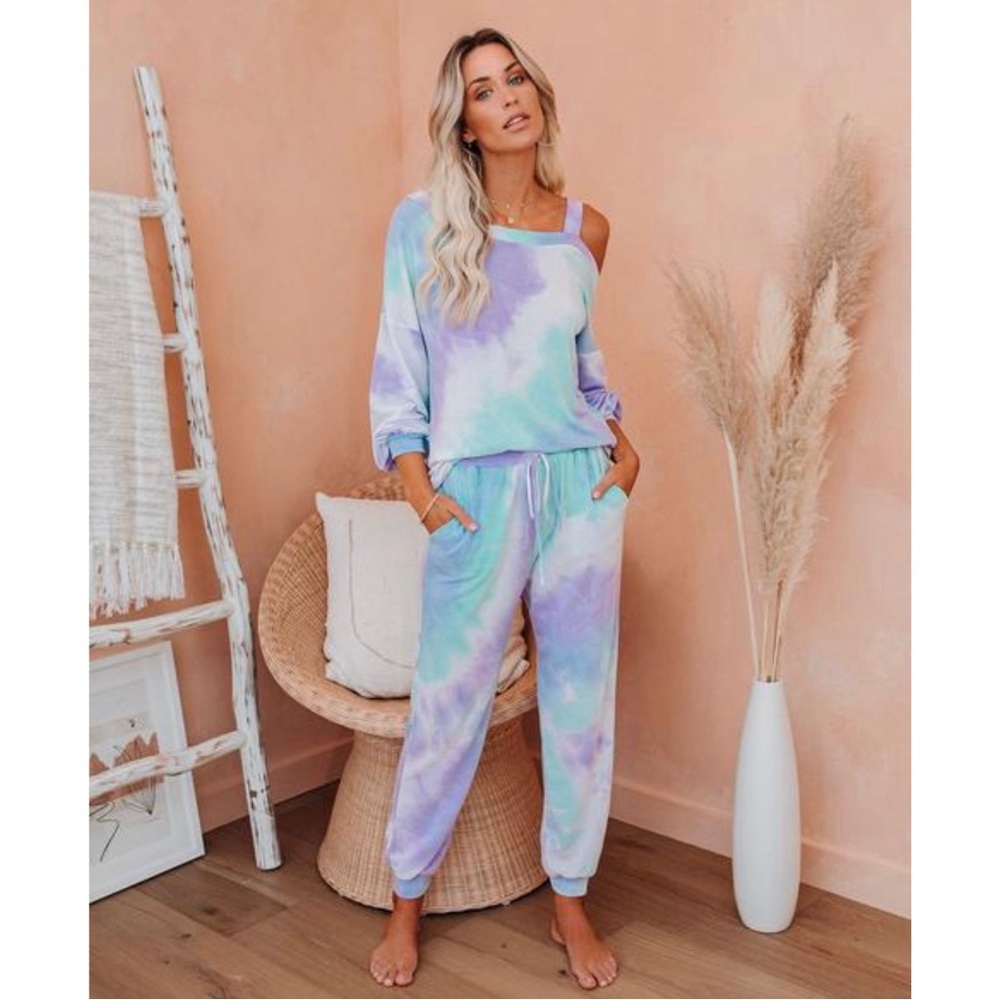 Freestyle Pocketed Tie Dye Knit Joggers